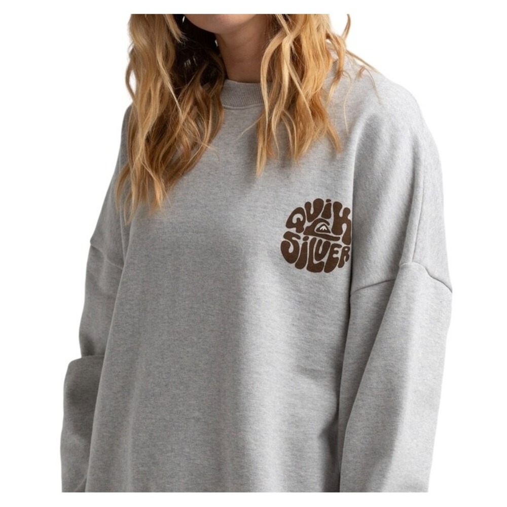 Quiksilver Womens Size XS No Limits Oversized Crewneck Sweatshirt Grey Sunflower - Picture 7 of 11